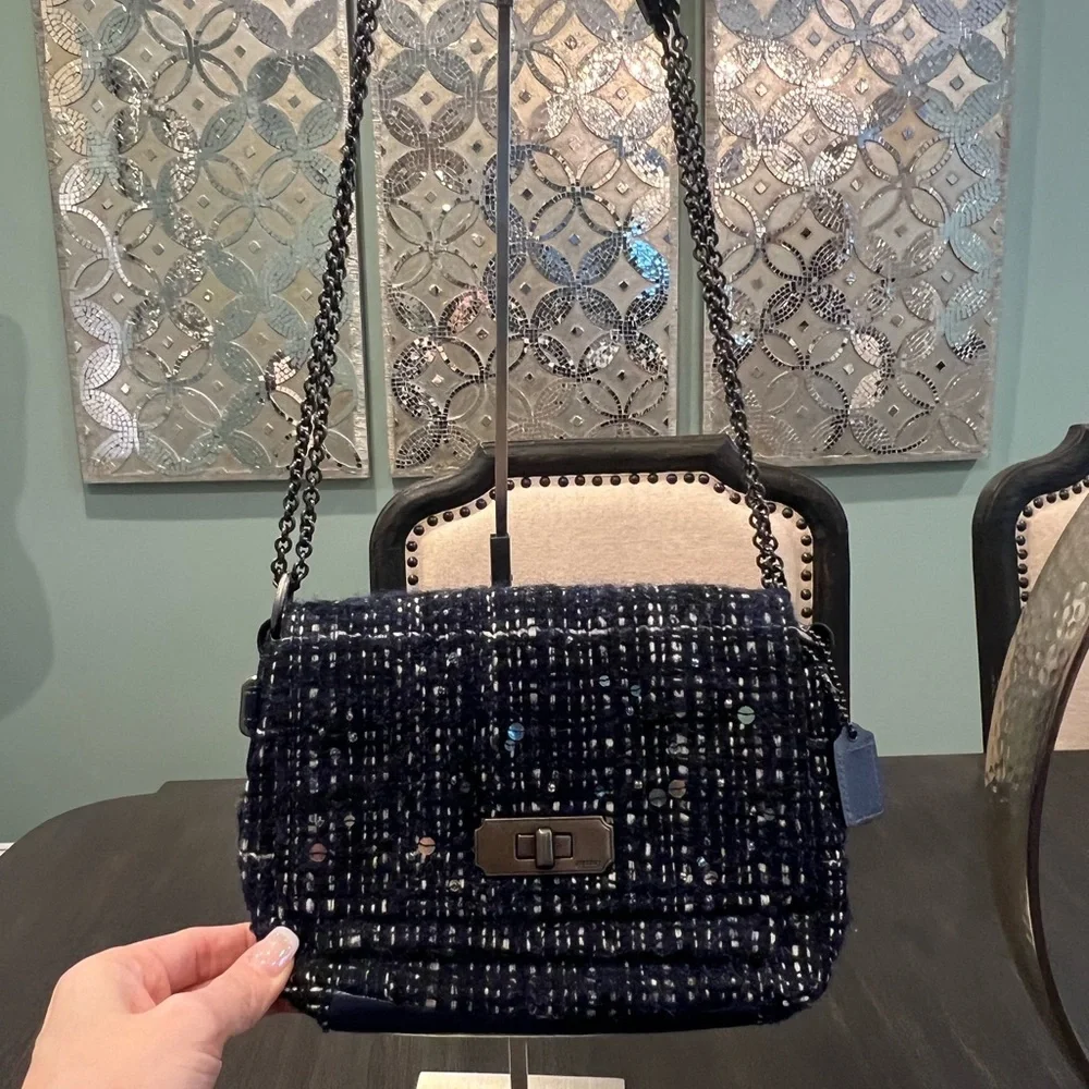 Coach Classic Chelsea Boucle Blue/Black Tweed Handbag